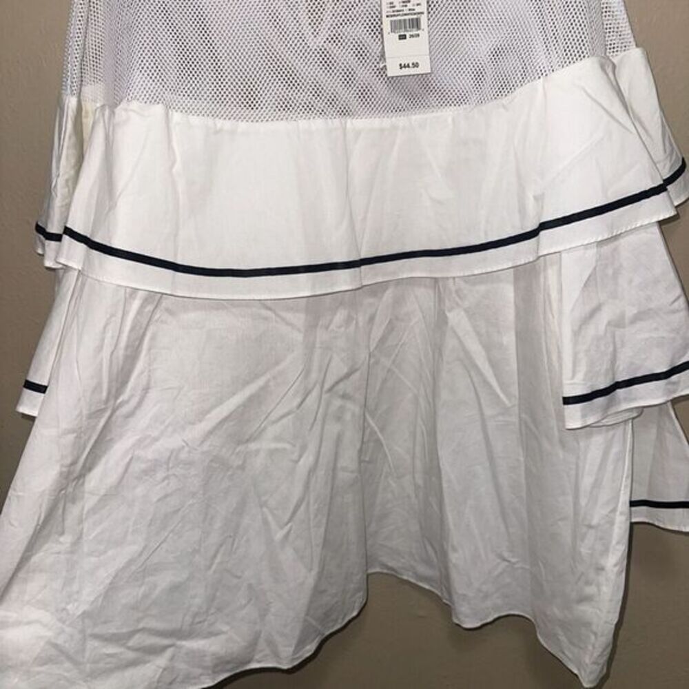 Ashley Stewart White Mesh Ruffle Trim Top Plus Size‎ 26/28 NWT - Picture 5 of 7
